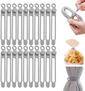 Data Cable Organizer, Silicone Cable Ties Reusable - Elastic Cord Organizer for Electronics, Adjustable Wire Ties for Cable Management,Computer Wires,Phone Charger,Earphone,Home Office (Gray, 30PCS)