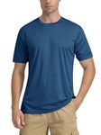 TACVASEN UV Protection Tops Mens Summer Short Sleeve T-Shirt Outdoor Hiking Walking Shirts Quick Dry Beach Surfing Top Blue Grey,M