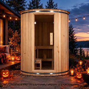 4 Person Outdoor Vertical Barrel Sauna, Cedar Wood Traditional Sauna