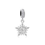 LSxAB Sparkling Clear Snowflake Charm Compatible with Pandora Charms Bracelets