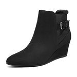 DREAM PAIRS Women's Wedge Ankle Boots Fall Low Heel Short Booties Shoes, Black, 5.5