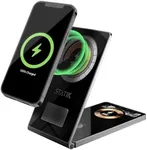 STATIK MagCharger 15W Wireless Charging Station for Apple Devices, iPhone, AirPods and Apple Watch Charger Stand, 3 in 1 Charging Station Apple, Foldable Wireless Charger iPhone Charging Stand