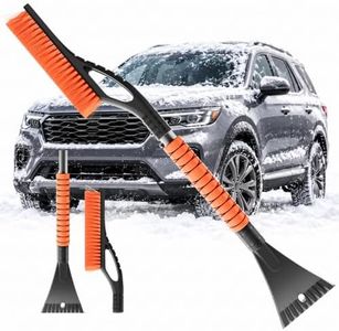 DMJN 27'' Snow Brush and Ice Scrapers for Car Windshield [One-Wipe Clean] Detachable Snow Brush for Car with Ergonomic Foam Grip for Cars, Trucks, SUVs