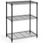 CAPHAUS Heavy-Duty Adjustable Height Wire Shelving Unit, Wire Rack Shelving, Metal Steel Storage Shelves, Garage Shelving Storage Organizer, Utility Storage Shelf, 24Wx14Dx36H 3-Tier No Wheels, Black