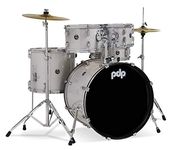 Pacific Drums Center Stage Complete Drumkit, 5 Drum Set, Diamond White Sparkle, 7x10, 8x12, 14x16 Floor, 16x22 Kick, 5x14 Snare (PDCE2215KTDW)