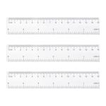 Qancekoo 3pcs 15cm Clear Plastic Rulers 6 Inch Metric and Imperial Ruler Shatterproof Transparent Straight Ruler Flexible Measuring Ruler Tool for School Office