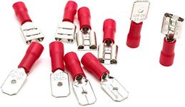 Rpi shop - Male Female Spade Bullet Wire Connector, Electrical Crimp Terminals, (FDD 1-250, MDD 1-250) Each 25 Pcs Each, Pack of 50 Pcs (Red)