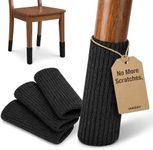 80 Pcs Black Premium Chair Leg Socks Protectors for Hardwood Floors - Do not Easily Fall Off - Very Easy to Put on - Fits All Leg Shapes - High Elastic Bar Stool Leg Covers - Furniture Pads