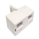 World of Data - 2 Way BT Telephone Socket Splitter - Twin - 2 (Sockets) into 1 (Plug) - White - Phone - Fax - Modem - Answer Machine