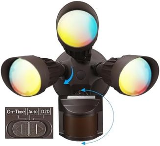 LEONLITE 3CCT LED Security Light Motion Sensor, Aluminum Flood Lights Outdoor, 3 Modes Motion Detector+Dusk to Dawn+Switch Control, 3000K/4000K/5000K Selectable, IP65, Adjustable 3-Head, ETL, Bronze