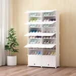 AUKO White Door DIY Shoe Cabinet Rack Storage Portable Stackable Organiser Stand (VD White 2 Column 10 Row)