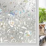 Lifetree Window Film Privacy: 3D Frosted Privacy Film for Glass Windows Tulip Decoration Pattern Opaque Glass Film Static Cling No-Glue Self Adhesive Stain Glass Vinyl Film for Home Door 44.5 * 200cm