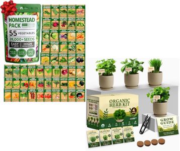 HOME GROWN 55 Vegetable Seeds Pack 28,000+ Non-GMO & HOME GROWN Indoor Organic Herb Garden Kit – Unique Christmas Gift for Adults, Men, & Women - Grow 4 Herb Seeds