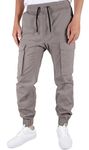 ITALYMORN Joggers for Men Cargo Pants Elastic Waist Hiking Pants with Big Pockets L Stone Grey