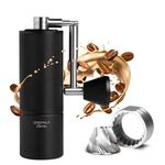 TIMEMORE Coffee Grinder Manual Stainless Steel Conical Burr Coffee Grinder with Foldable Handle, Chestnut C3S PRO Internal Adjustable Setting Capacity 20g for Pour Over French Press Coffee Black