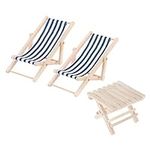 STOBOK 1/12 Mini Wooden Beach Chair