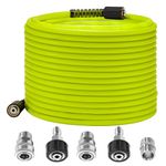 M MINGLE Pressure Washer Hose 50 FT x 1/4" - Replacement Power Wash Hose with M22 14mm Stainless Steel Quick Connect Power Washer Adapter Sets - 3600PSI