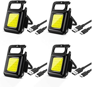 4 Pièces Mini Lampes de Travail Portable LED Rechargeable 500 Lumens Magnétique COB Petites Porte-clés Lampes de Poche, avec support pliant pour la Éclairage de Secours Camping Réparation