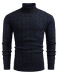 COOFANDY Men's Roll Neck Jumper Cable Knit Sweater Classic Pullover Slim Fit Long Sleeve Shirt Jumpers for Men Winter PAT11 M