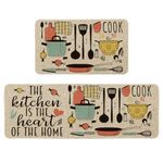 Artoid Mode The Kitchen is The Heart of The Home Kitchen Mats Set of 2, Seasonal Cooking Sets Holiday Party Low-Profile Floor Mat for Home Kitchen - 17x29 and 17x47 Inch