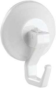 iDesign Power Lock Bathroom Shower Plastic Suction Cup Hooks for Loofah - Set of 2, White