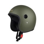 Steelbird SBH-55 Retro ISI Certified Open Face Helmet for Men and Women (Medium 580 MM, Matt Battle Green)