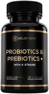 Prebiotics & Probiotics for Women & Men 16 Strains HELIX PRIME Supplement 60 Billion CFU per Serving Lactobacillus Rhamnosus Reuteri Acidophilus Bifidobacterium Lactis Infantis Longum 60 Capsules