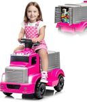 6V Ride On Fire Truck with Storage Box, Music, Light - Electric Car for Toddler 3-5 - Toddler Cars to Drive for Boys, Girls
