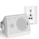 Power Dynamics BC40V White 4-Inch Outdoor Passive Speaker Set, Weatherproof IPX5, 100V/8 Ohm, Wall Mount Brackets Included, Audio for Patios, Gardens, and Commercial Installations