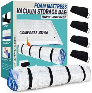 VacPack Queen Full Mattress Storage Vacuum Bag for Moving Storage, for Memory Foam Latex Mattress Thick and Tear Resistant