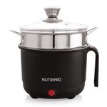 Nutripro Multipurpose Cook Multi Kettle 1.2 L with Steamer, Vegetable Stand and Egg Tray (Black, 700W)