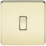 Knightsbridge SF2000PB Screwless 10 A 1 Gang 2 Way Switch, 230 W, 230 V, Polished Brass