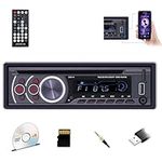 CAMECHO 1 Din Car Radio CD DVD Player Bluetooth HandsFree Calling Car Stereo with FM USB Fast Charging Power-Off Memory MP3 Car Player Support DVD/VCD/AUX/RCA/TF input