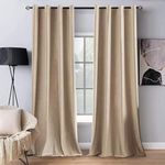 MIULEE 2 Panels Blackout Velvet Curtains Solid Soft Grommet Camel Beige Curtains Thermal Insulated Soundproof Room Darkening Curtains/Drapes/Panels for Living Room Bedroom 52 x 84 Inch