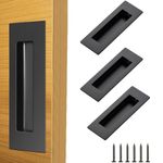 HEKOBAG 3 Pack Sliding Door Handle, 150mm Stainless Steel Recessed Sliding Door Handles, Matte Black Flush Finger Pull Rectangular Recessed Closet Door Handles for Pocket Door Closet Door Barn Door