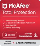 McAfee Total Protection 2024 Ready | 3 Devices | 15 Month Subscription | Cybersecurity software includes Antivirus, Secure VPN, Password Manager, Dark Web Monitoring | Amazon Exclusive | Download