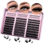 Goddvenus Cluster Lashes Soft & Fluffy Texture Individual Eyelashes 300pcs Thick Volume Eyelash Clusters Wispy Individual Lashes D Curl Russian Lash Extensions DIY Waterproof Eyelash Individuals