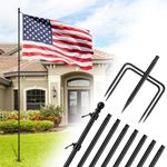 ZMTECH 10 FT Flag Pole in Ground, Heavy Duty Flag Pole Holder for Outside House with 5 Pronges Base, Extra Thick Flag Pole Kit for Outdoor Garden Decor Residential Commerical(1 Pack,Without Flag)