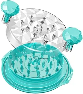 Chicken Shredder Tool Twist Anti-Slip Chicken Shredder Large Ergonomic Handle Meat Shredder Dishwasher-safe Transparent Lid BPA Free Save Time Chicken Breast Shredder with Brush Blue