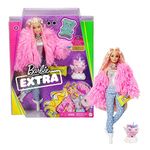 Barbie Extra Doll, Barbie Doll with Pink-Streaked Blonde Hair and Blue Eyes, Fluffy Pink Jacket, Toy Pet Unicorn Pig and Doll Accessories, Toys for Ages 3 and Up, One Doll, GRN28