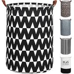 Haundry Thickened Large Laundry Hamper with Durable Handle,22" Collapsible Tall Round Laundry Basket Bin for Clothes Storage(w)