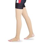 Flamingo Varicose Vein Stockings, Open Toe knee length Sleeves for Swelling | Medical Compression Socks for Women & Men | Varicose Vein Stockings for Men & Women | Color- Beige |Size- Medium