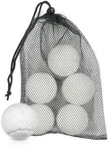 LvxNysa 6pcs White Tennis Balls Training Tennis Ball with mesh Bags Beginner high Elasticity Practice Tennis Loose Tennis Balls for Dogs (White)