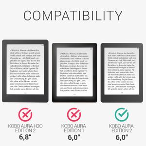 kwmobile Kobo Aura Edition 2 Case – Stand Cover with Strap, Magnolias Taupe/White/Dark Grey