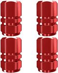Car Tyre Valve Caps, 4pcs Aluminum Alloy Metal Bike Car Motorcycle ATV Tyre Tire Wheel Valve Dust Caps Covers (Red)