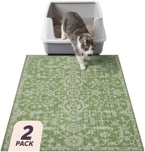 Lovewag Pets Cat Litter Box Mats 2 Pack - Large Machine Washable, Easy Clean, Non-Slip, Waterproof Mats for Indoor Cats-Kitty Litter Mess Control & Pet Urine Floor Protection-(36x48 Inch,Jade Quilt)