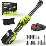 Robustrue 3/8" Cordless Ratchet Wrench, 58Ft-lbs (80N.m) 400RPM Light Weight Electric Ratchet, 6'' Extended Neck, 1x2.0Ah Battery, 8 Sockets, 3" Extension Bar, LED Light (RH80B)