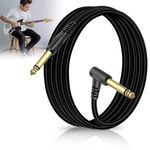 WY8 Guitar Cable 3M Guitar Lead Amp Cable 6.35mm 1/4 Inch Mono Jack Plug 6.3mm Keyboard Gold Plated for Guitar, Bass, Amp, Keyboard (Straight- Right Angle)