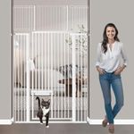 71" Extra Tall Baby Gate for Doorway 37.8"-43.31" Wide- No Squeeze Through Indoor Pet Cat Gate Barrier for Cats Baby - Temporary Baby Pressure Mounted Dog Gates for Kids or Dogs (White)