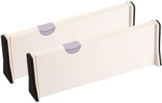 VATTU Adjustable expandable drawer dividers for kitchen office wardrobe cloth innerware storage organizer,drawer separator for kitchen jewellery cloth stationary(white/2 pcs)